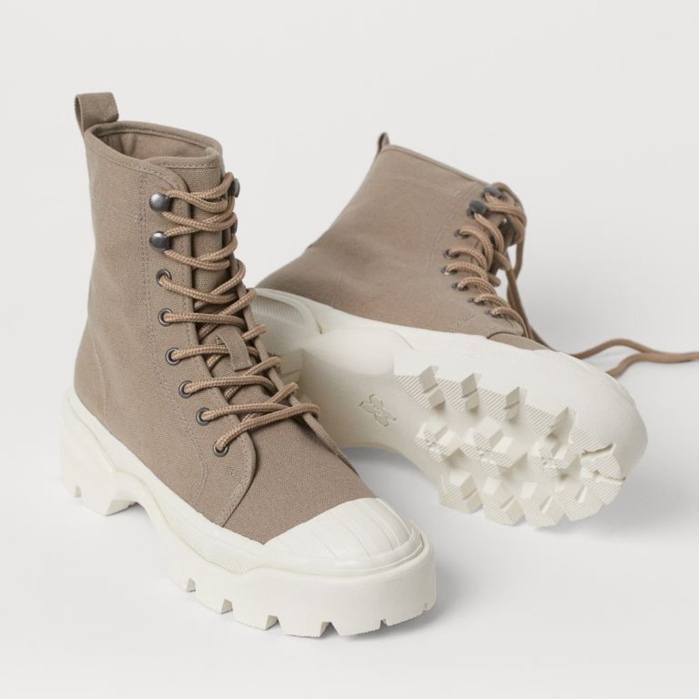 Beige combat boots
